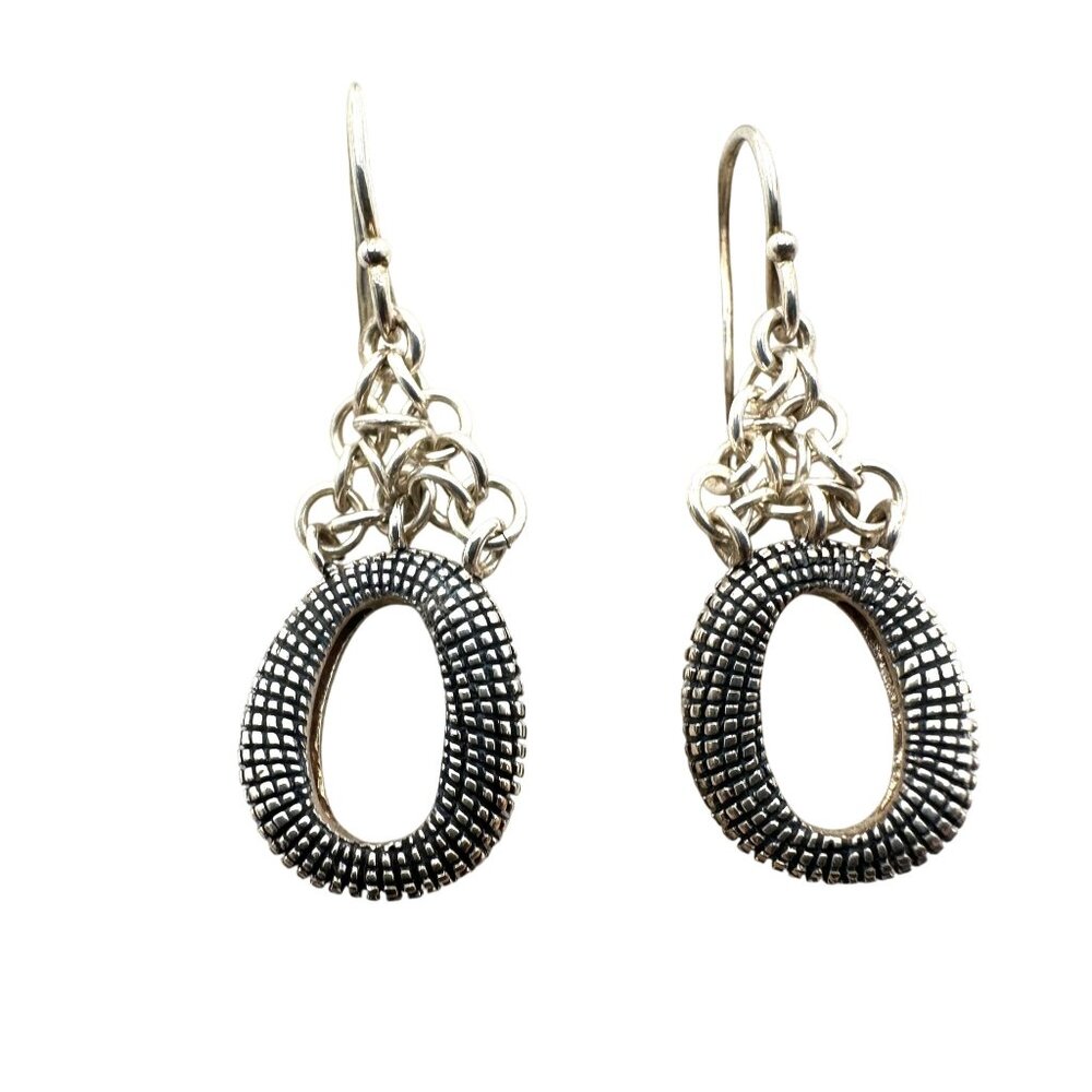 Michael Dawkins Women's Earrings Sterling Silver Textured Circle 1.5" Pierced
